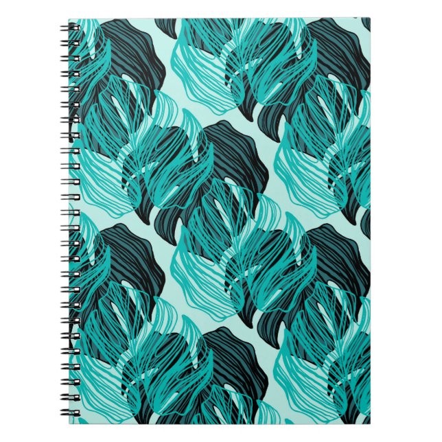 Cuaderno Diseño de hojas de palmera tropicales verdes. (Frente)