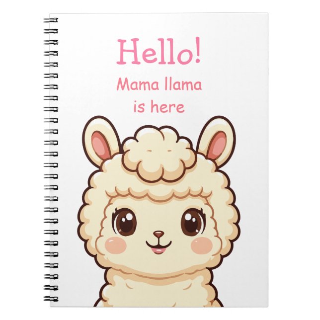 Cuaderno Diseño de ilustración de llama adorable (Frente)