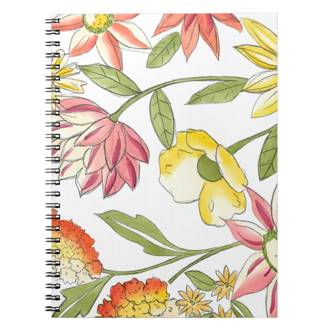 Cuaderno Diseño de jardines florales con fondo blanco (Frente)