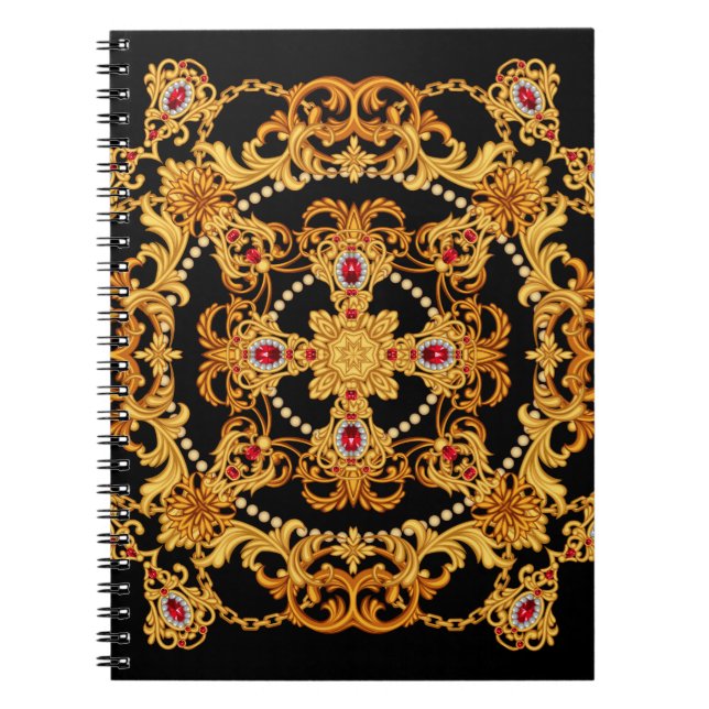 Cuaderno Diseño de la bufanda de seda con piedras de gema d (Frente)