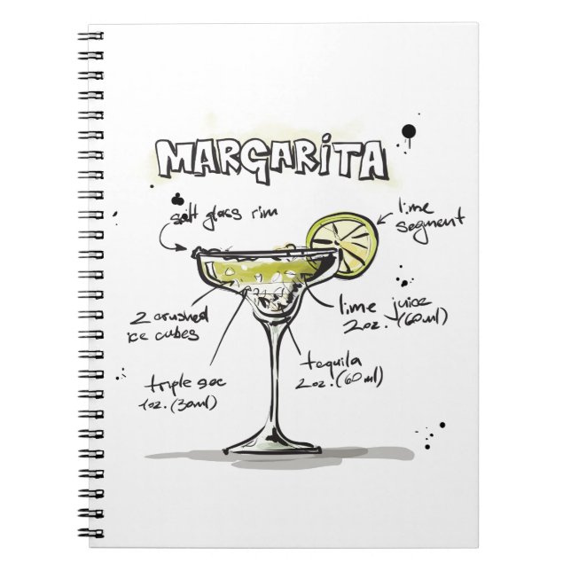 Cuaderno Diseño de la receta de bebida de Margarita (Frente)