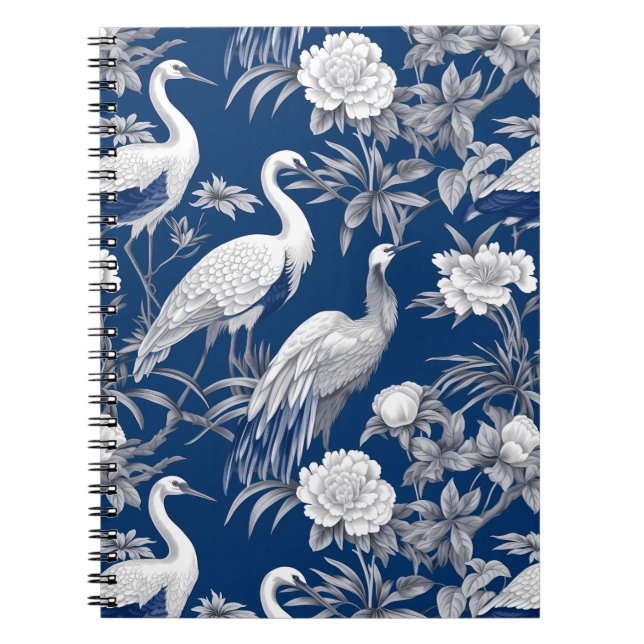 Cuaderno Diseño de la serie Chinoserie azul y blanco 7 (Frente)