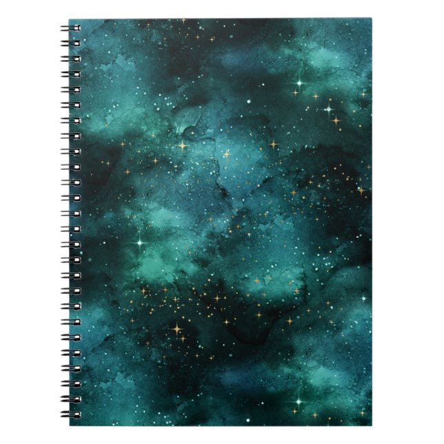 Cuaderno Diseño de la serie de galaxias verde azuladas 1 (Frente)
