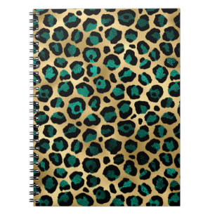 Cuaderno Diseño de la serie Leopard verde azulada y Gold 14