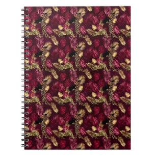 Cuaderno Diseño de la serie Leopardo Burgundy y Gold 12