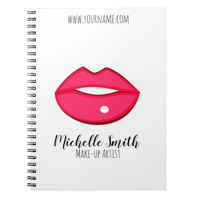 Cuaderno Diseño de labios rosados Caliente Artista de maqui (Frente)