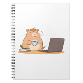 Cuaderno Diseño de Laptop de Café de Capibara Adorable Codi