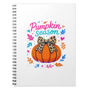 Cuaderno Diseño de lazo de leopardo de temporada de calabaz