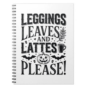 Cuaderno Diseño de Leggings Hojas Lattes Halloween Otoño Ca