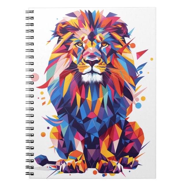 Cuaderno Diseño de leones geométricos coloridos (Frente)