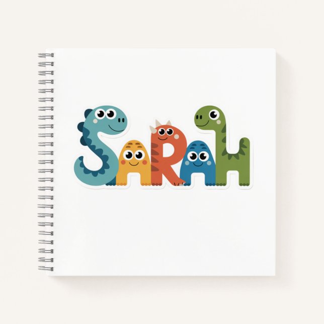 Cuaderno Diseño de Letras Dino Cute Nombre de Dinosaurio Sa (Anverso)