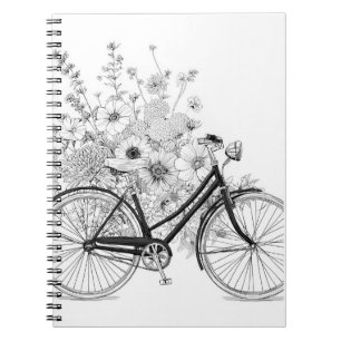 Cuaderno Diseño de líneas de arte de Bloom de Bicicleta Clá