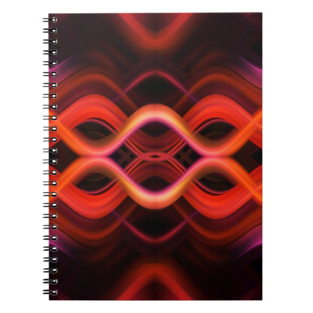 Cuaderno Diseño de líneas onduladas geométricas rojas. (Frente)