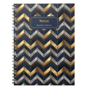 Cuaderno "Diseño de lujo Art Deco: oro, plata y azul