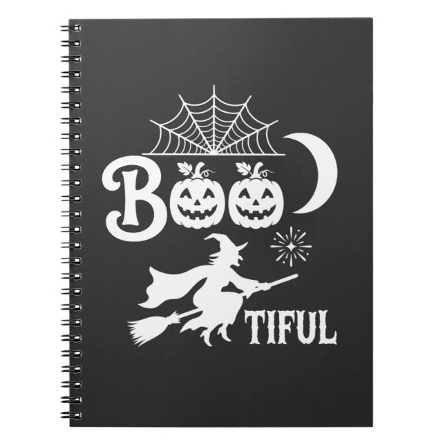 Cuaderno Diseño de luna de bruja de Halloween Bootiful_1 (Frente)