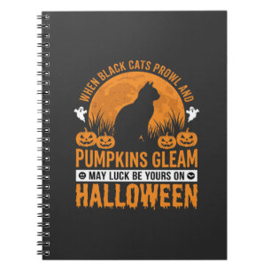 Cuaderno Diseño de Luna de Calabaza de Gato Negro de Hallow
