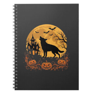 Cuaderno Diseño de luna de Halloween de pastor alemán_1