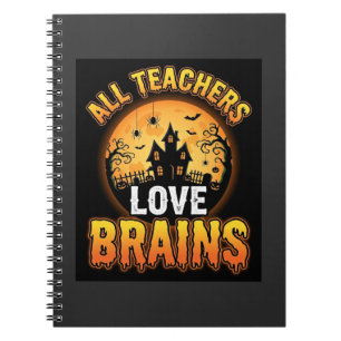 Cuaderno Diseño de luna de terror cerebros de zombi de prof