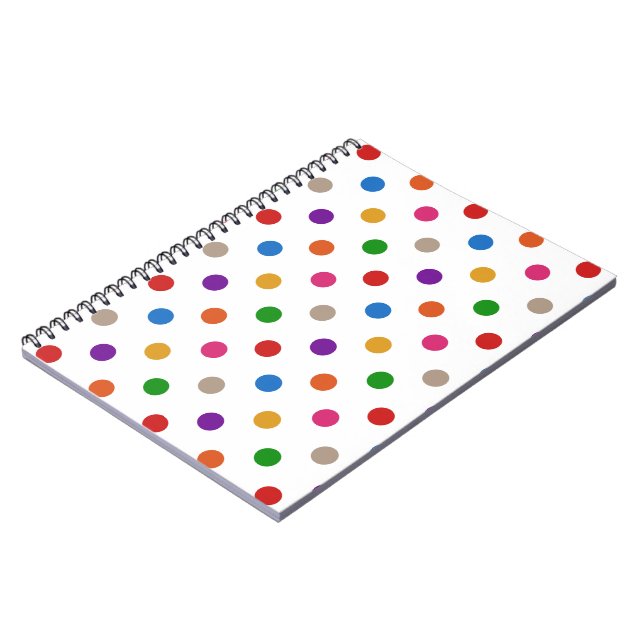 Cuaderno Diseño de lunares de arcoíris colorido blanco (Lado Izquierdo)