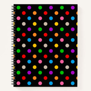 Cuaderno Diseño de lunares de arcoíris colorido negro
