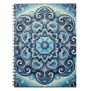Cuaderno Diseño de Mandala de degradado azul 2