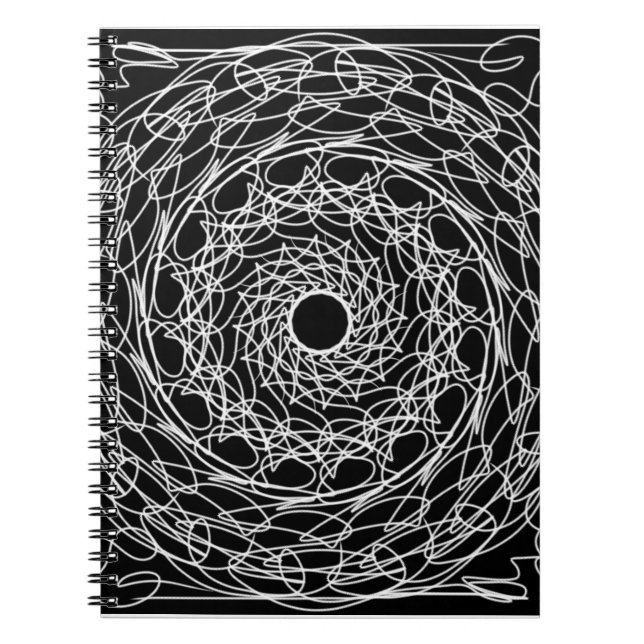 Cuaderno Diseño de mandala en blanco y negro (Frente)