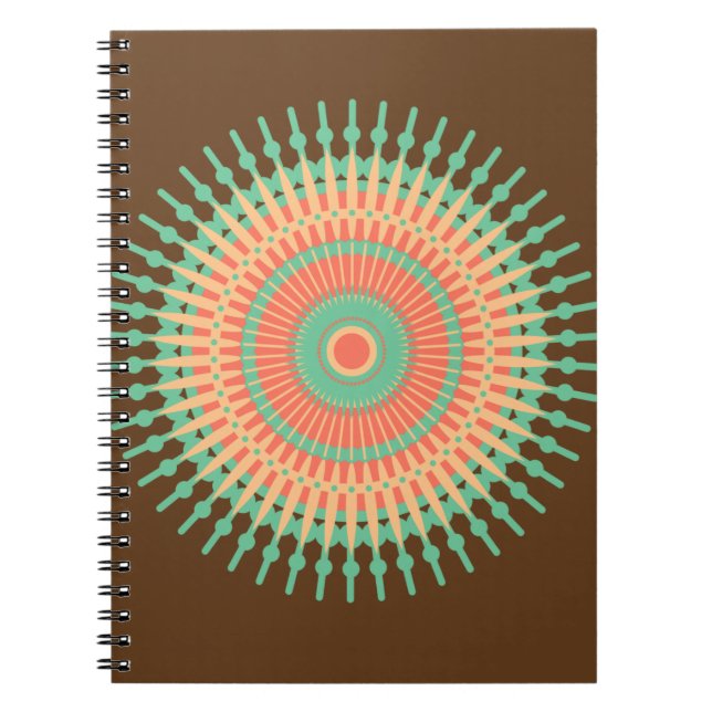 Cuaderno Diseño de Mandala verde, indio naranja (Frente)