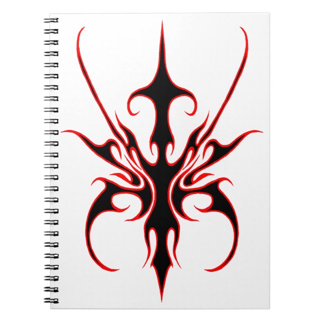 Cuaderno Diseño de máscara tribal - negro y rojo (Frente)