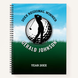 Cuaderno Diseño de monograma de golf masculino elegante