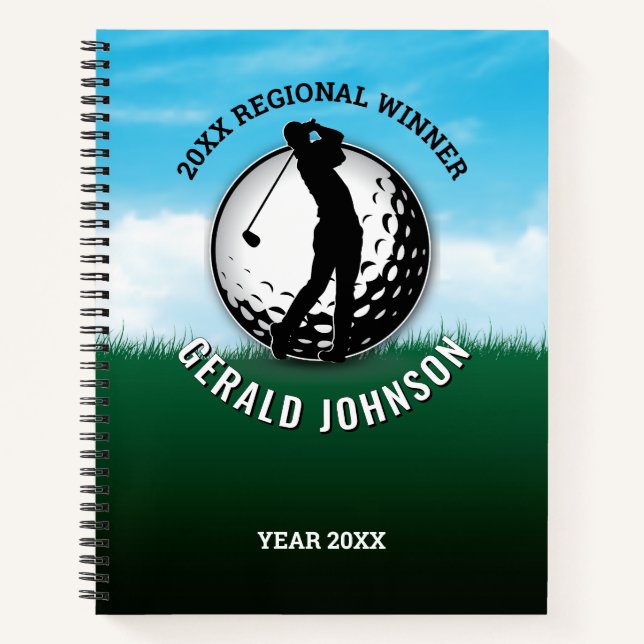 Cuaderno Diseño de monograma de golf masculino elegante (Anverso)