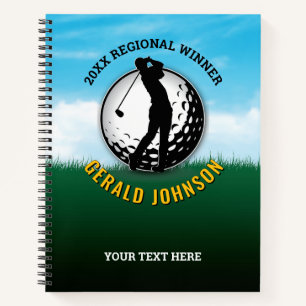 Cuaderno Diseño de monograma de golf masculino elegante