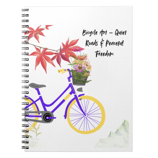 Cuaderno Diseño de Motivación de Bicicleta Floral (Frente)