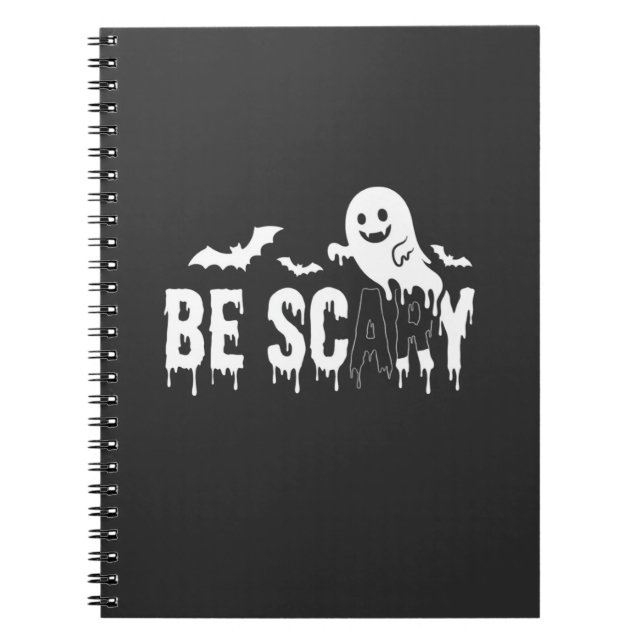 Cuaderno Diseño de murciélago fantasma aterrador de Hallowe (Frente)