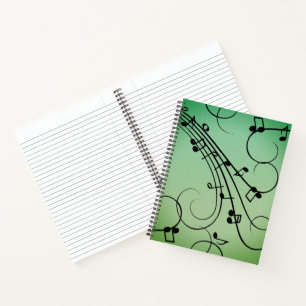 Cuaderno Diseño de música verde notas elegantes