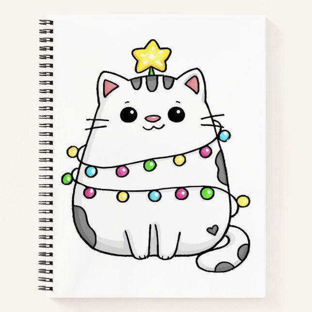 Cuaderno Diseño de Navidad de gato lindo  (Anverso)