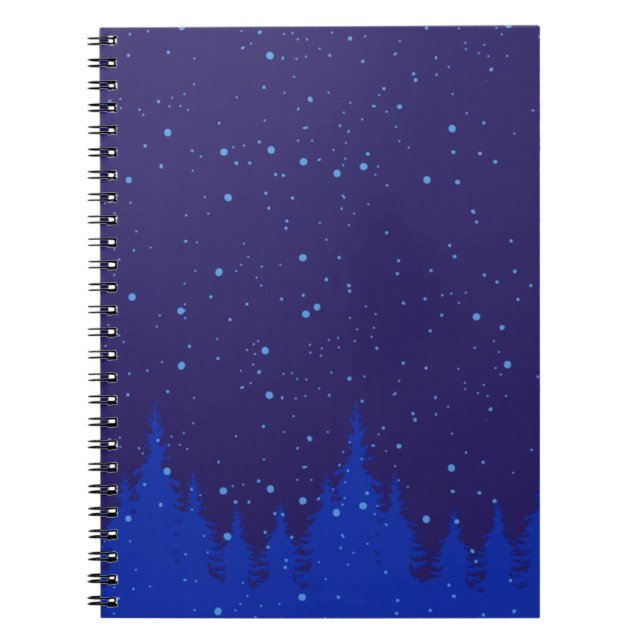 Cuaderno Diseño de Navidades nevados monocromáticos azules (Frente)