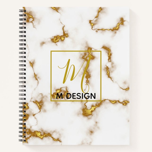 Cuaderno Diseño de negocios de lujo Royal Marble Gold Monog (Anverso)