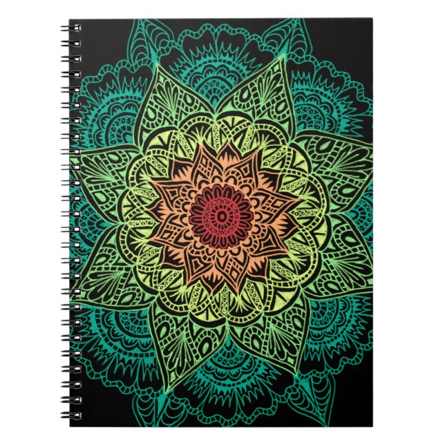 Cuaderno Diseño de neón de la mandala (Frente)