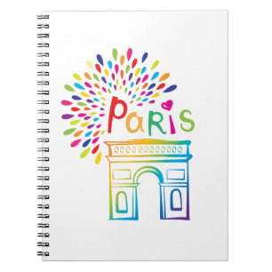 Cuaderno Diseño de neón de París Francia el Arco del