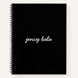 Cuaderno Diseño de nombre con monograma negro moderno