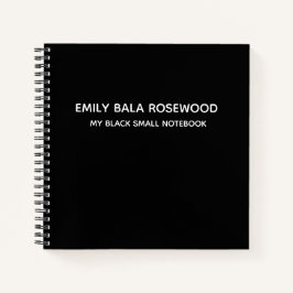Cuaderno Diseño de nombre de monograma negro minimalista