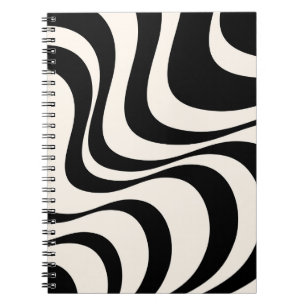 Cuaderno Diseño de olas retro modernas en negro y pastel