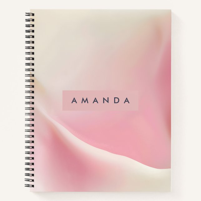 Cuaderno Diseño de Onda de Seda Rosa Suave Personalizado (Anverso)