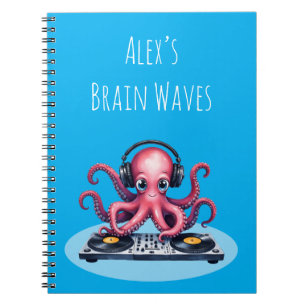 Cuaderno Diseño de ondas cerebrales de pulpo DJ personaliza
