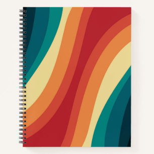 Cuaderno Diseño de ondas de estilo retro multicolor