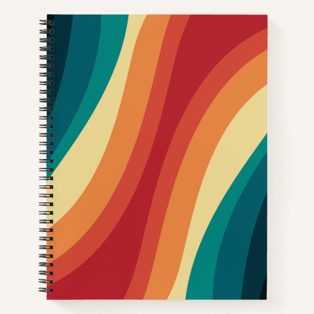 Cuaderno Diseño de ondas de estilo retro multicolor (Anverso)