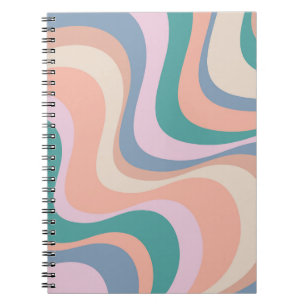 Cuaderno Diseño de ondas retro modernas multicolores