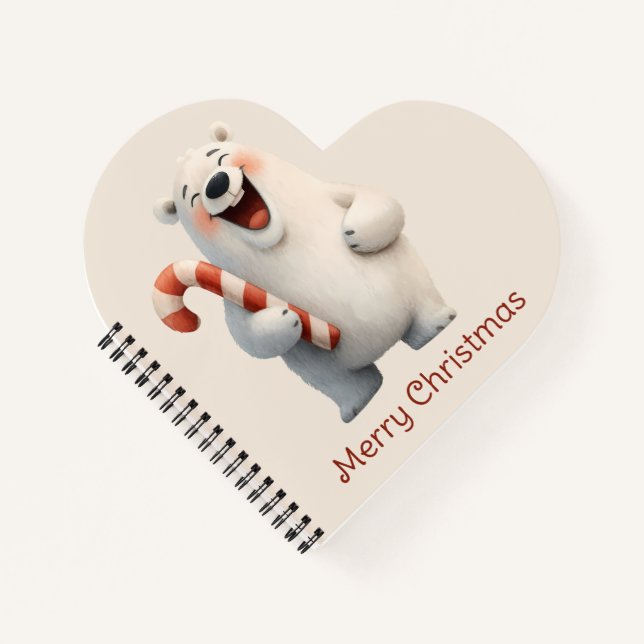 Cuaderno Diseño de oso polar lindo de Feliz Navidad (Anverso)
