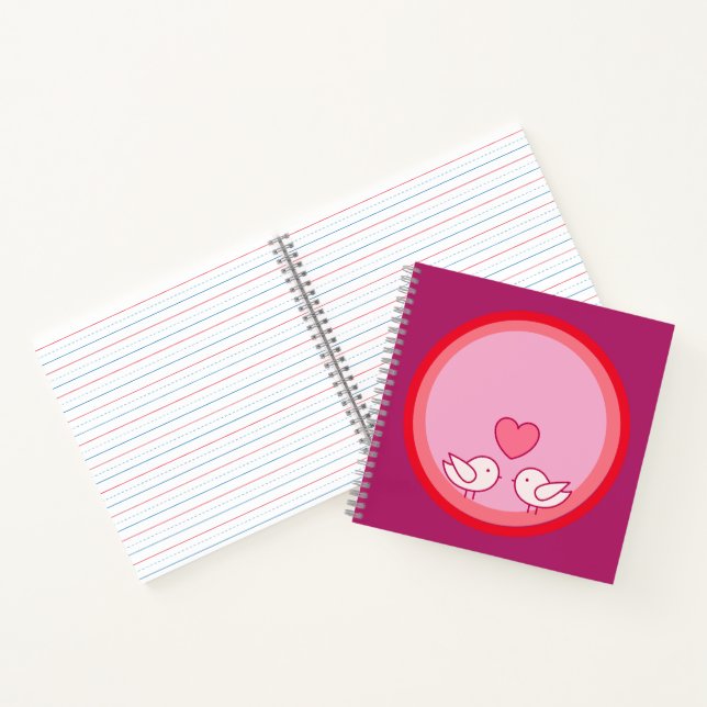 Cuaderno Diseño de pájaro lindo y corazón de amor (Interior)