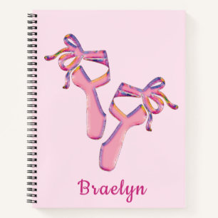 Cuaderno Diseño de pantuflas de ballet rosado caprichosas